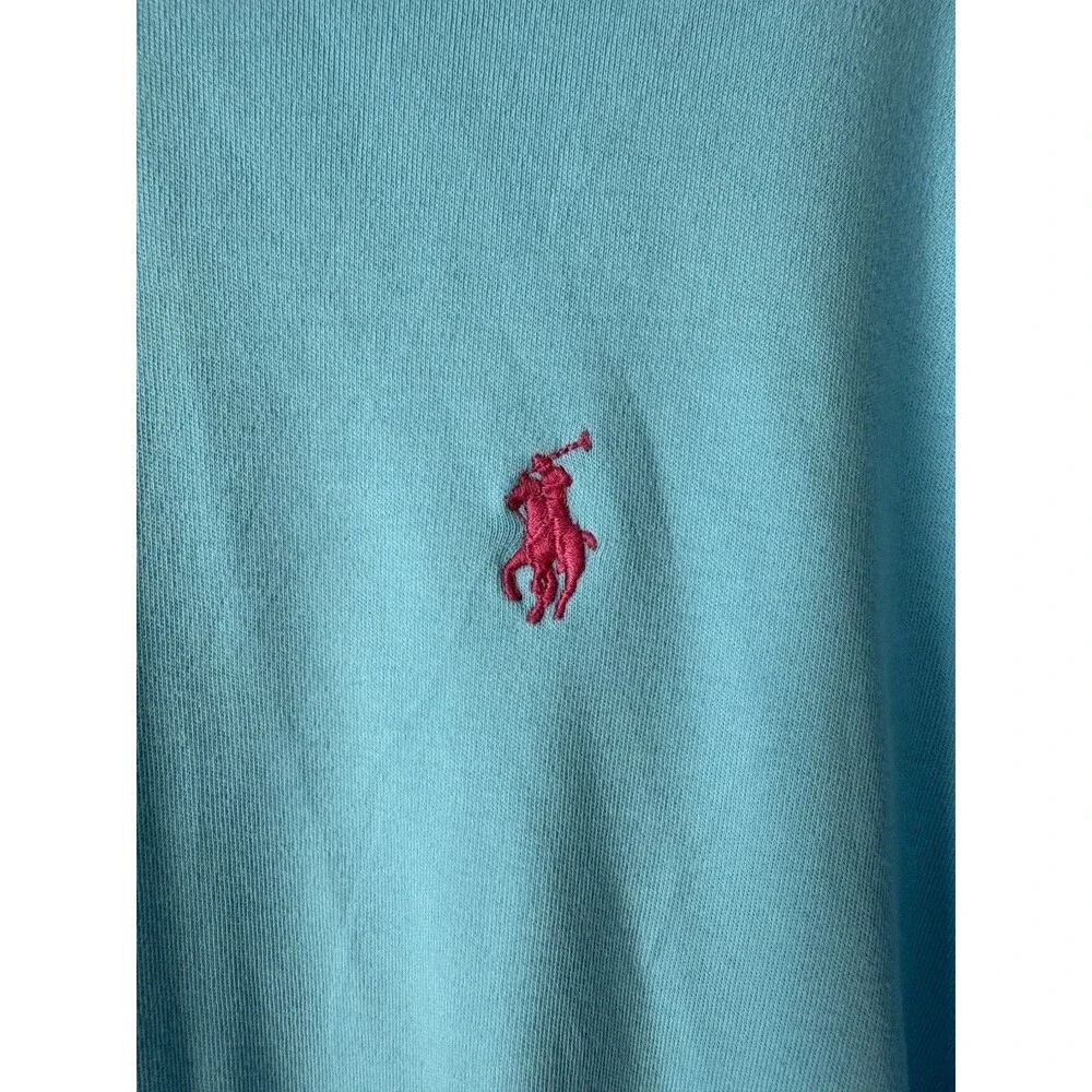Polo Ralph Lauren Mens XL Aqua Blue Short Sleeve Cotton Polo Shirt Pink Pony